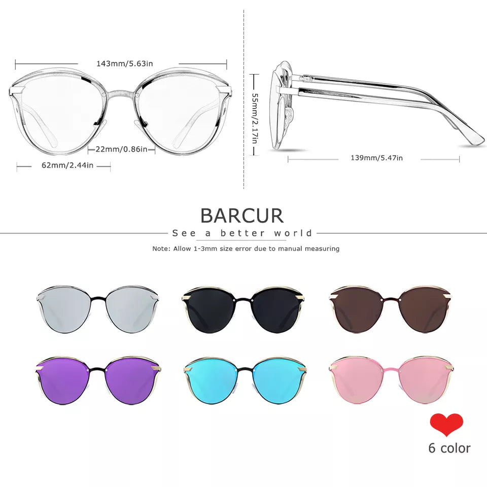 Women's Matte Round Clear Glass Sunglass