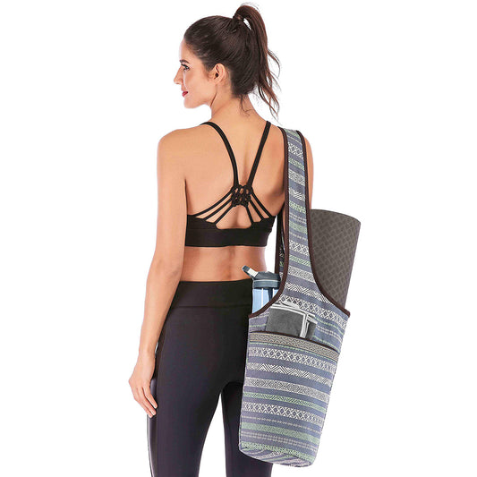 Fashion Yoga Mat Bag Canvas Yoga Bag Large Size Zipper Pocket Fit Most Size Mats Yoga Mat Tote Sling Carrier Fitness Supplies