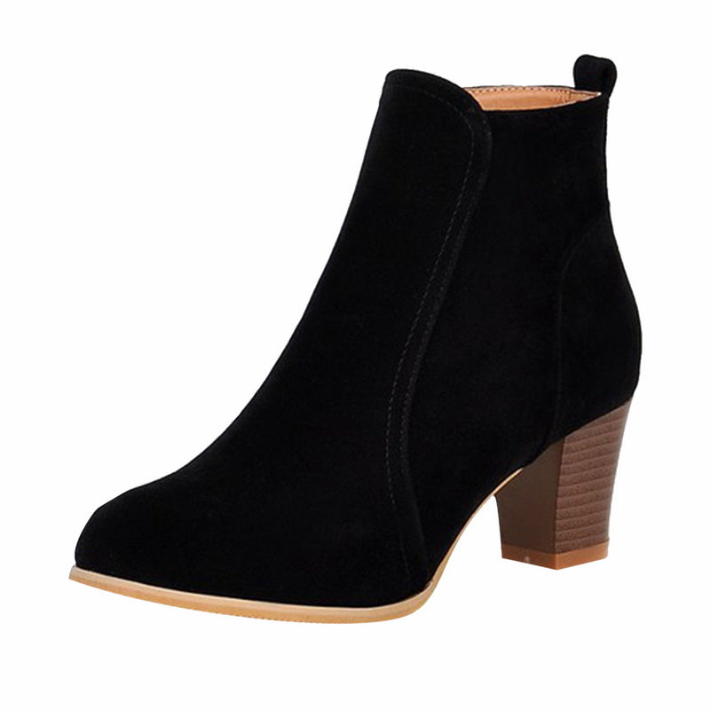 Jodimitty Women Ankle Boots 2022 Fashion Suede Leather Boots High Heel Ladies Shoes Ankle Boots for Women Shoes
