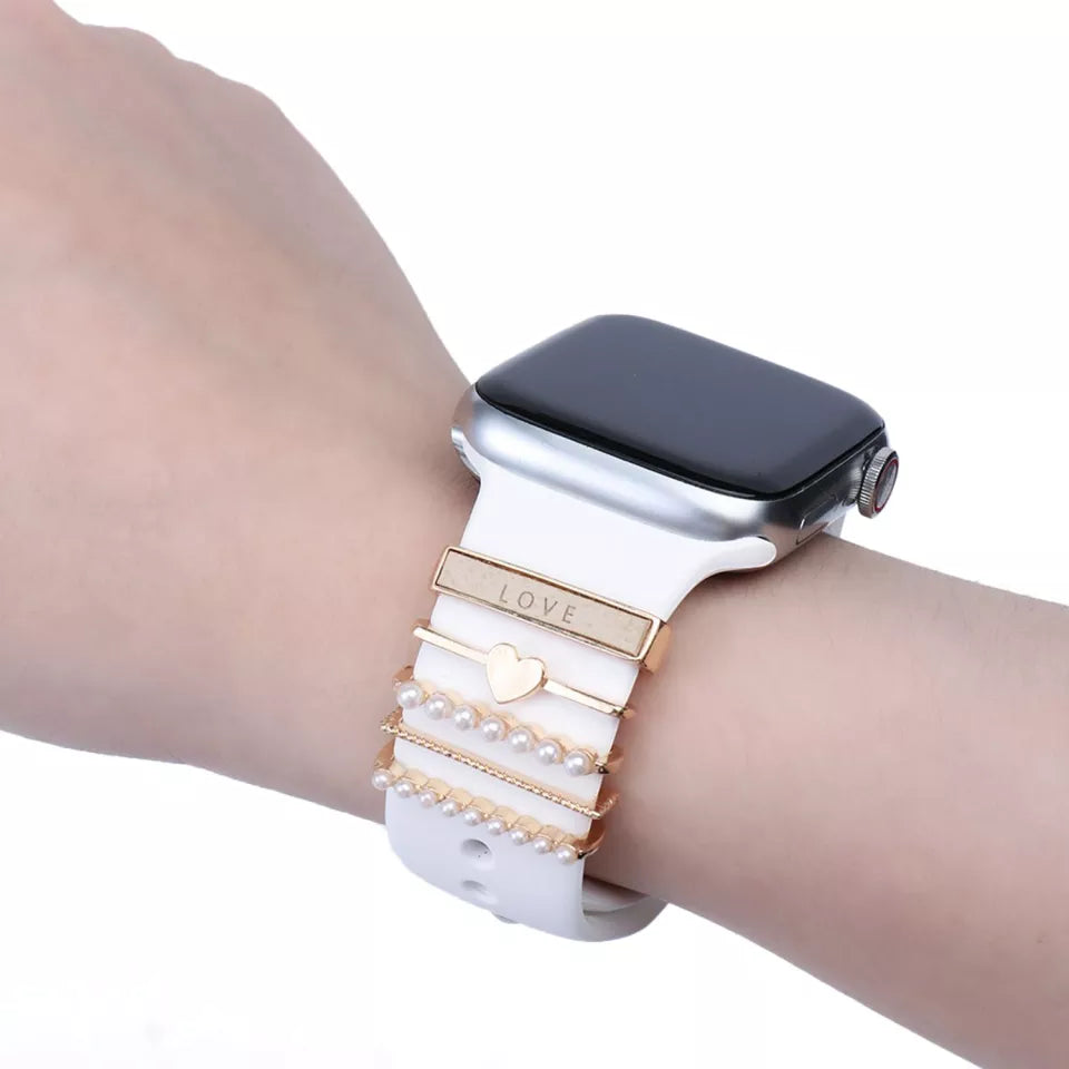 Decoration For Apple watch band Decorative Charms Diamond Jewelry iWatch/Galaxy watch 4/3 Bracelet silicone Strap Accessories