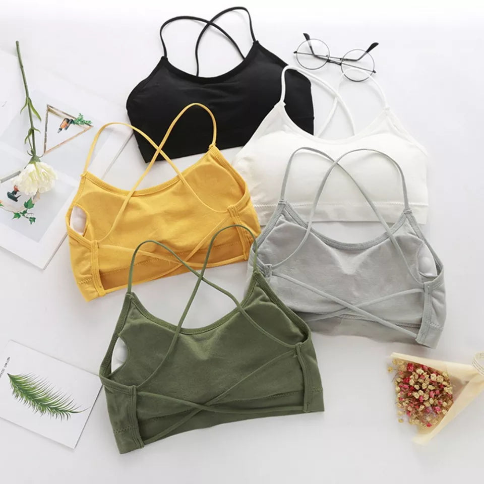 Sexy Bra Bandeau Crop Top Slim Spaghetti Strap Seamless Tube Top Backless Bralette Streetwear Lingerie Beauty Back Crop Tee