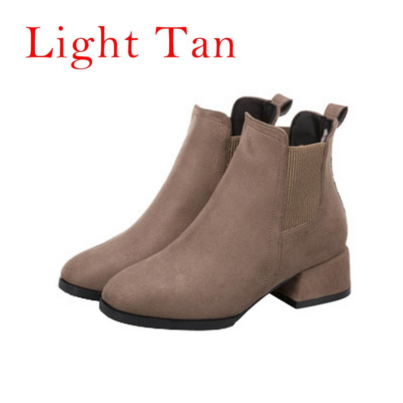 Jodimitty Women Ankle Boots 2022 Fashion Suede Leather Boots High Heel Ladies Shoes Ankle Boots for Women Shoes