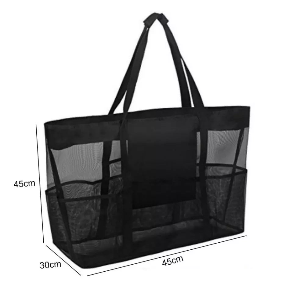 Summer Large Beach Bag For Towels Mesh Durable Beach Bags For Toys Waterproof Underwear Pocket Beach Tote Bag