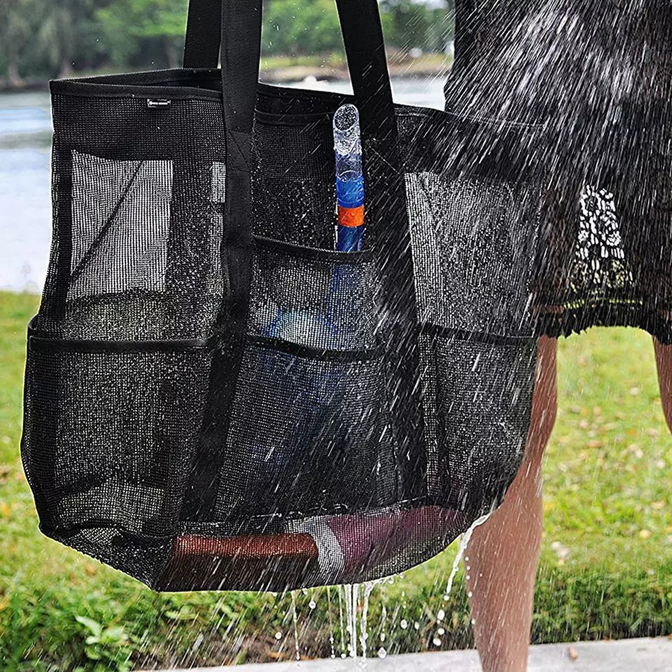Summer Large Beach Bag For Towels Mesh Durable Beach Bags For Toys Waterproof Underwear Pocket Beach Tote Bag