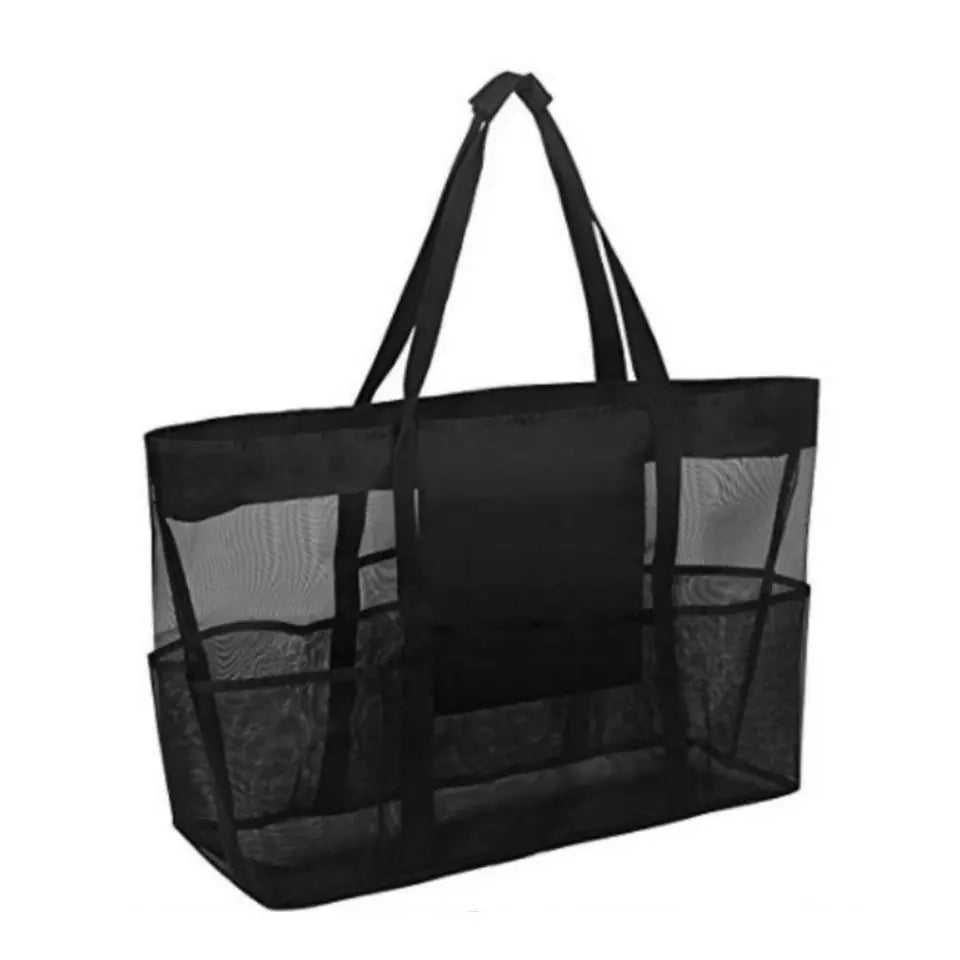 Summer Large Beach Bag For Towels Mesh Durable Beach Bags For Toys Waterproof Underwear Pocket Beach Tote Bag