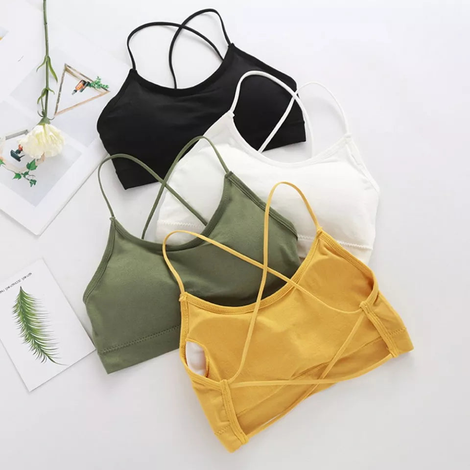Sexy Bra Bandeau Crop Top Slim Spaghetti Strap Seamless Tube Top Backless Bralette Streetwear Lingerie Beauty Back Crop Tee