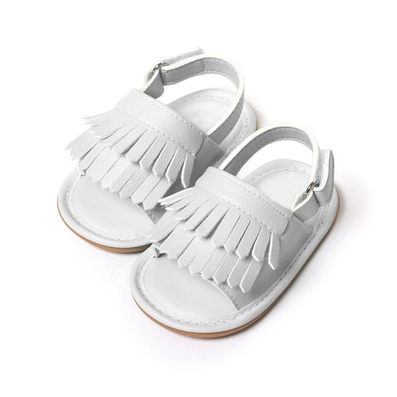 Kids White Puffer Sandals