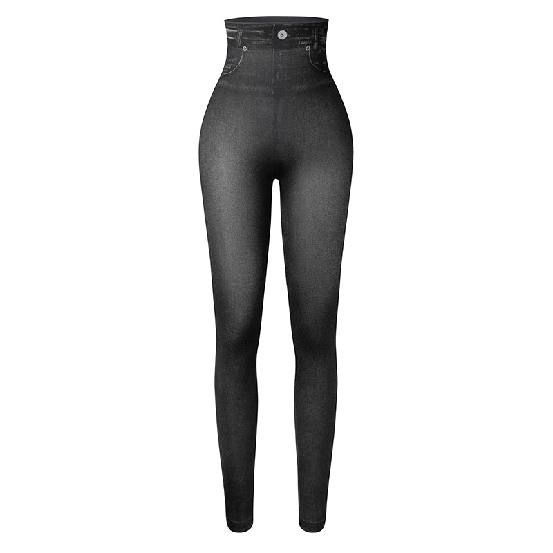Womens Denim Jean High Waisted Legging