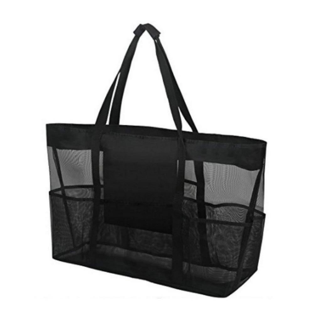 Summer Large Beach Bag For Towels Mesh Durable Beach Bags For Toys Waterproof Underwear Pocket Beach Tote Bag