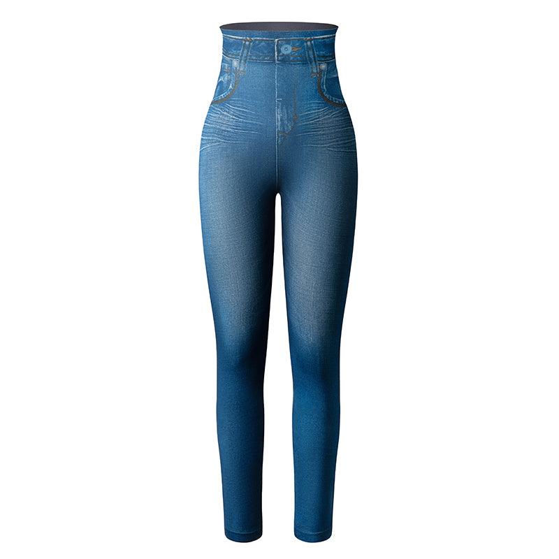 Womens Denim Jean High Waisted Legging