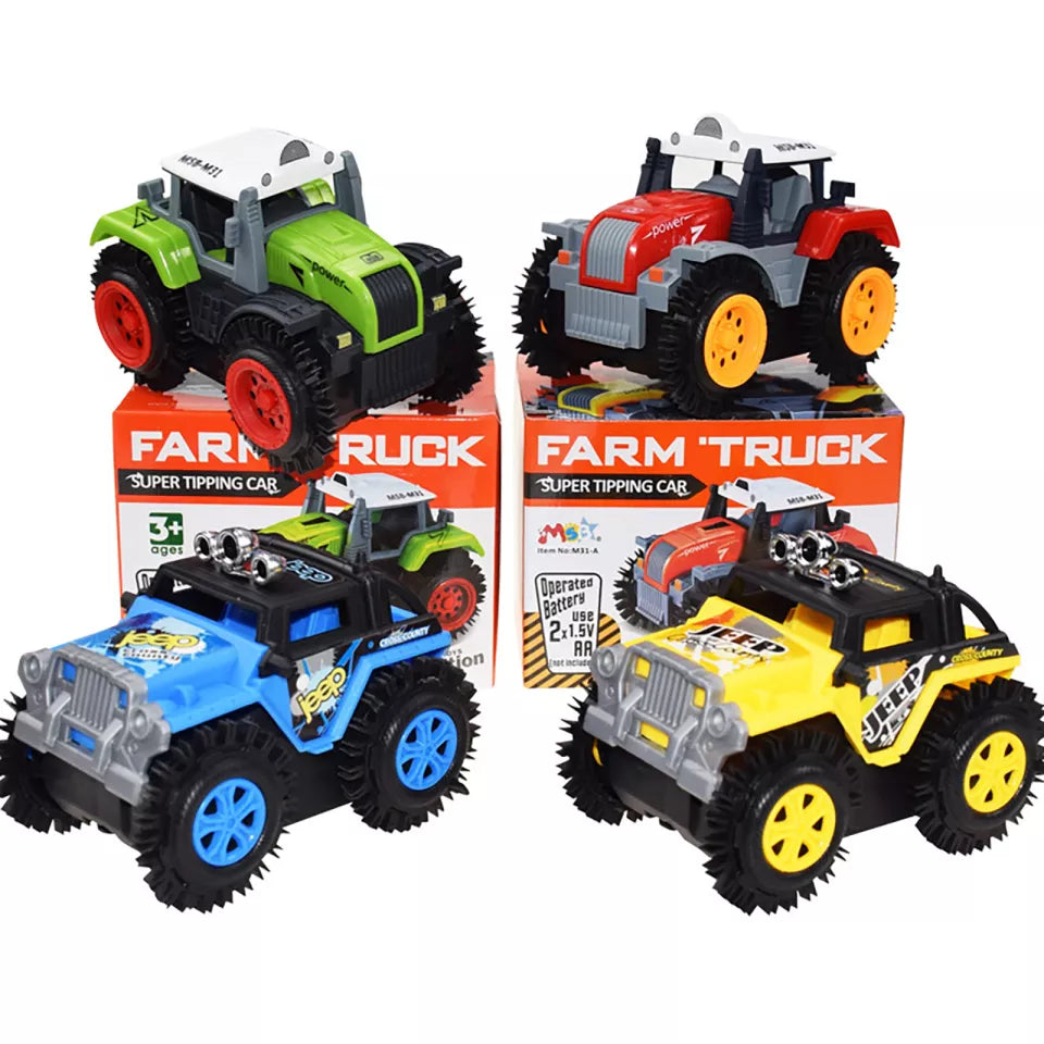 Stunt Electric Car Dumper Double Sided Tumbling Bucket Stunt Car Electric Toys 4WD Off-road Car Model Vehicle Toys For Kids