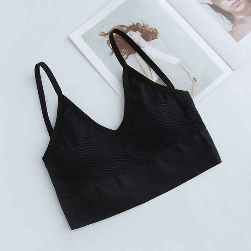 Sexy Bra Bandeau Crop Top Slim Spaghetti Strap Seamless Tube Top Backless Bralette Streetwear Lingerie Beauty Back Crop Tee