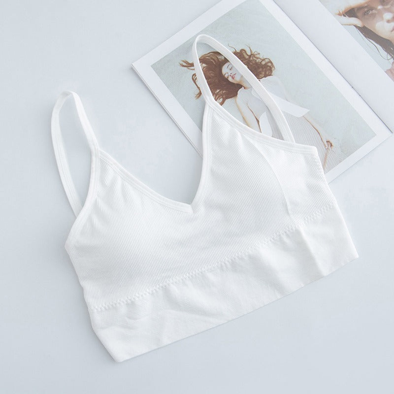 Sexy Bra Bandeau Crop Top Slim Spaghetti Strap Seamless Tube Top Backless Bralette Streetwear Lingerie Beauty Back Crop Tee