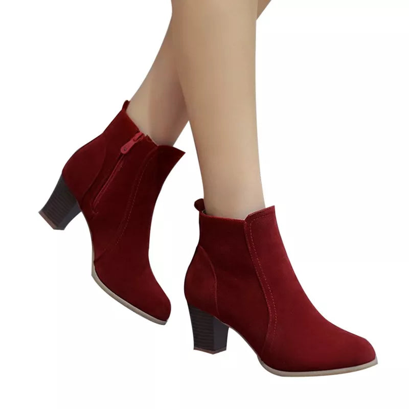 Jodimitty Women Ankle Boots 2022 Fashion Suede Leather Boots High Heel Ladies Shoes Ankle Boots for Women Shoes
