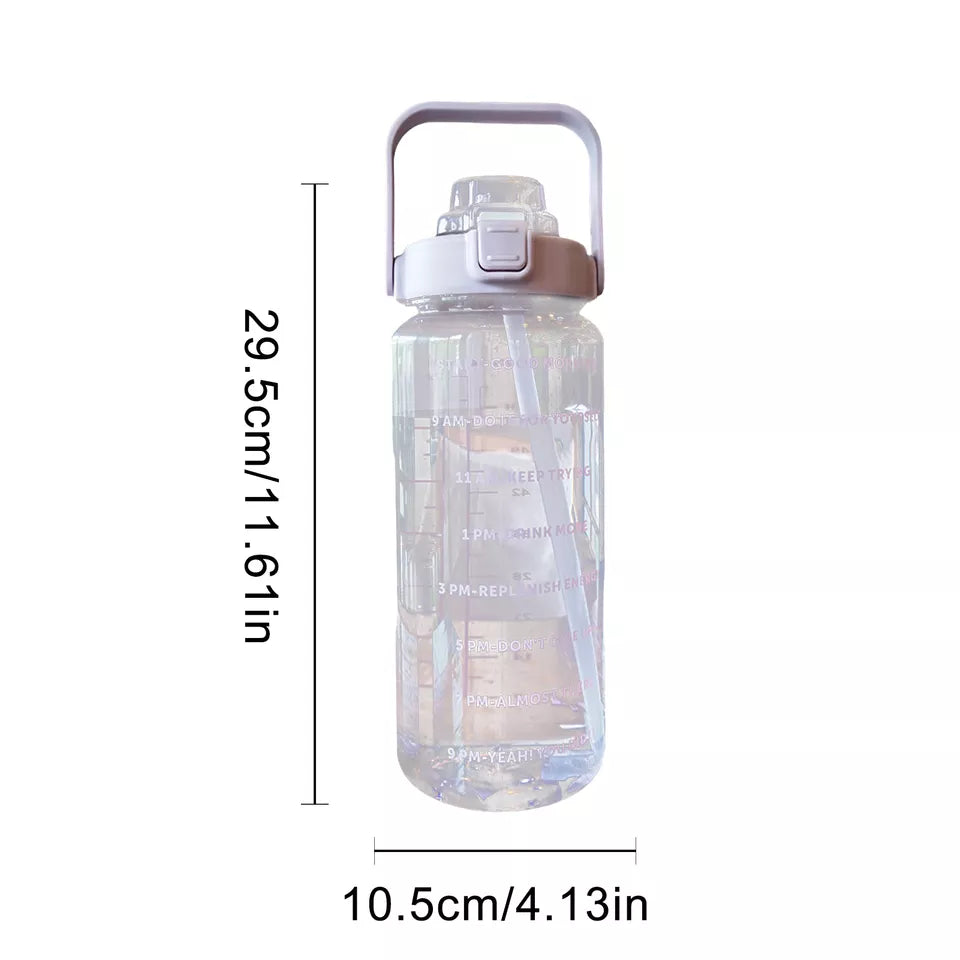 Large Capacity Sports Water Bottle Time Marker Leak-Proof Water Bottles With Straw 2000ml Drinking Bottle Fitness Sports Bottle