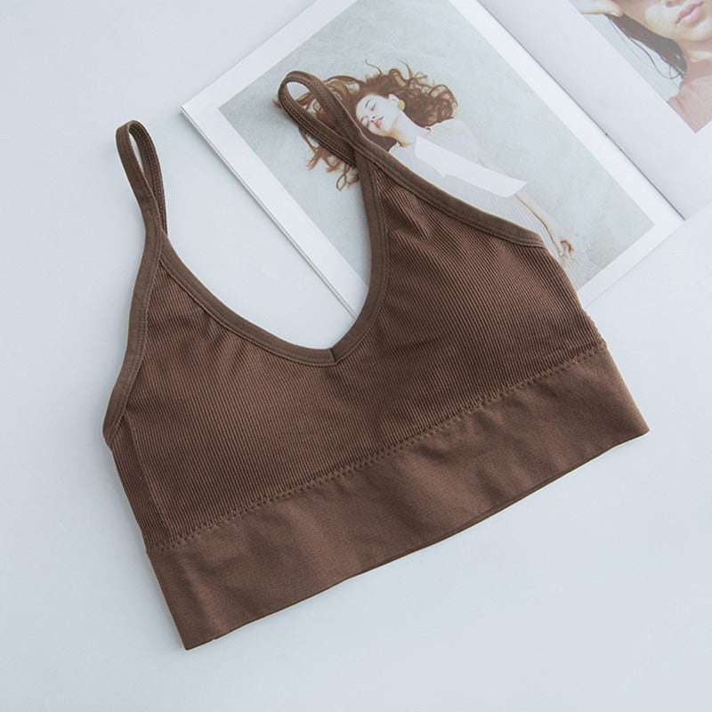 Sexy Bra Bandeau Crop Top Slim Spaghetti Strap Seamless Tube Top Backless Bralette Streetwear Lingerie Beauty Back Crop Tee