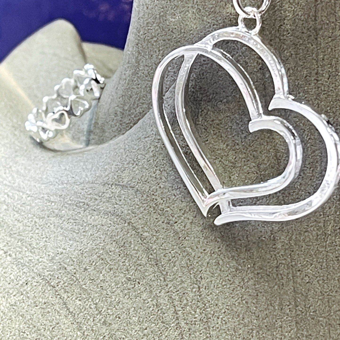 Double Heart Silver Necklace