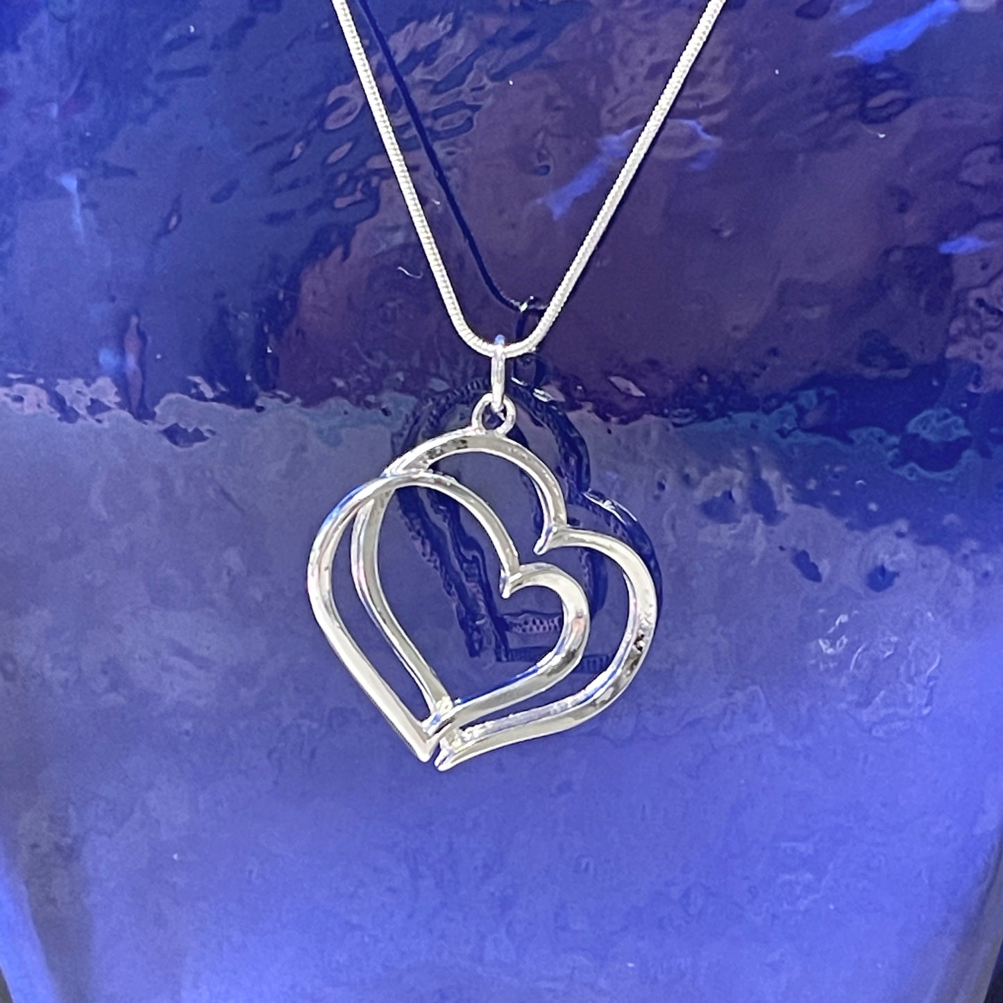 Double Heart Silver Necklace