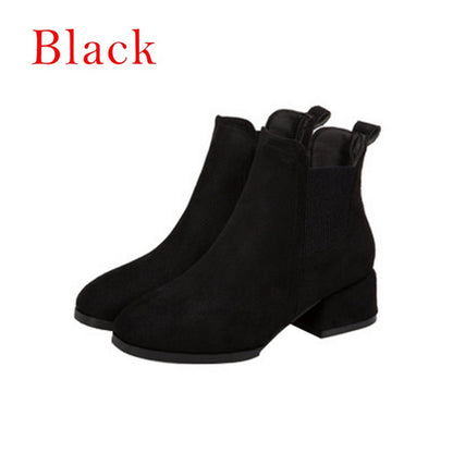 Jodimitty Women Ankle Boots 2022 Fashion Suede Leather Boots High Heel Ladies Shoes Ankle Boots for Women Shoes