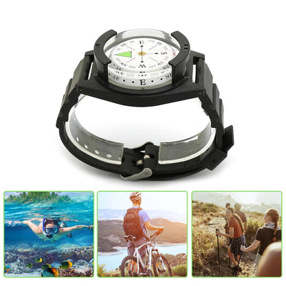 Outdoor Compass Hiking Camping Diving Precision Professional Wrist Diving Compass 50 M/164FT Compass Dial Waterproof