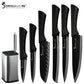 Sowoll 8'' Knife Holder Stainless Steel 8pcs Kitchen Cooking Knife Set Chef Slicing Bread Santoku Utility Paring Knife Sharpener