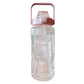 Large Capacity Sports Water Bottle Time Marker Leak-Proof Water Bottles With Straw 2000ml Drinking Bottle Fitness Sports Bottle
