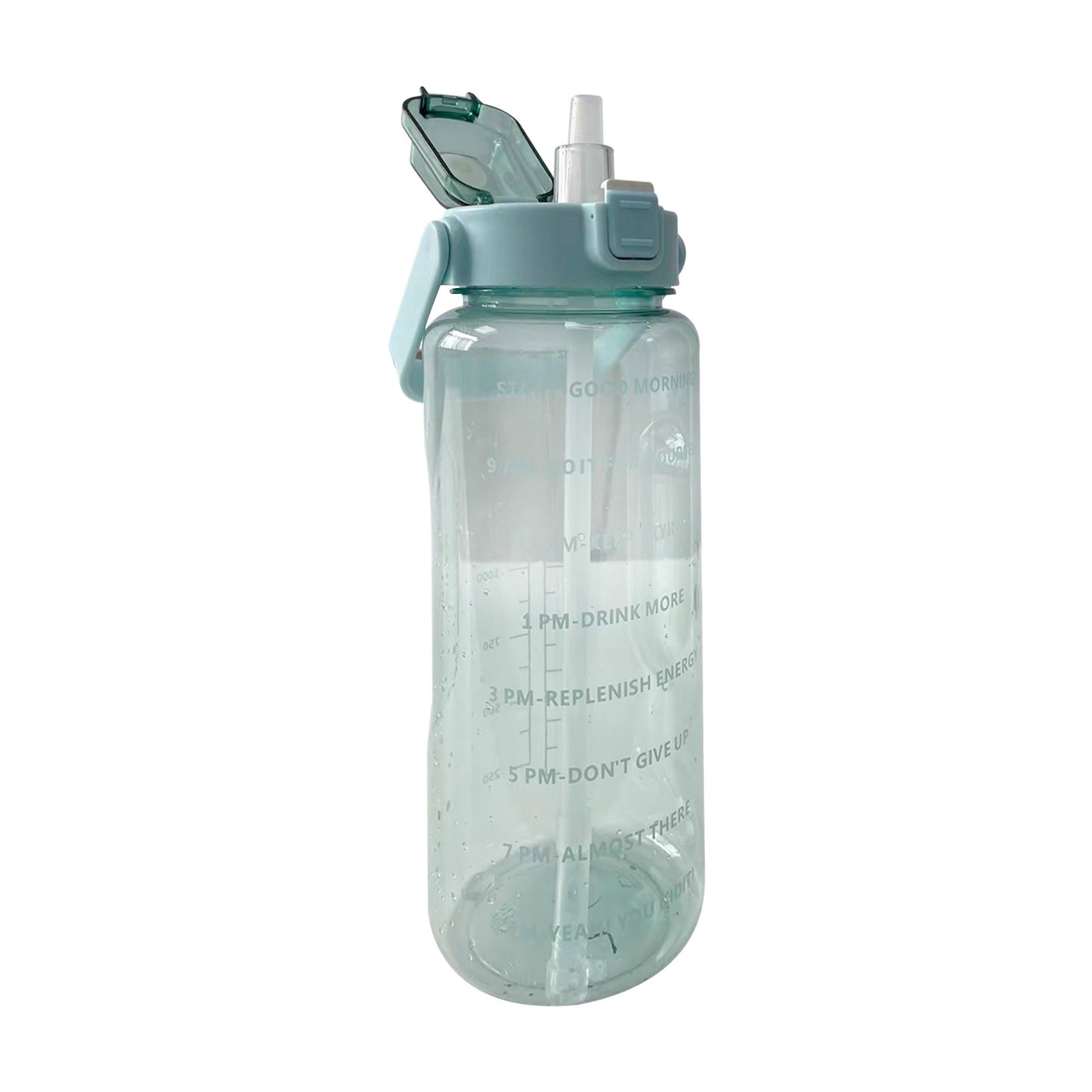 Large Capacity Sports Water Bottle Time Marker Leak-Proof Water Bottles With Straw 2000ml Drinking Bottle Fitness Sports Bottle