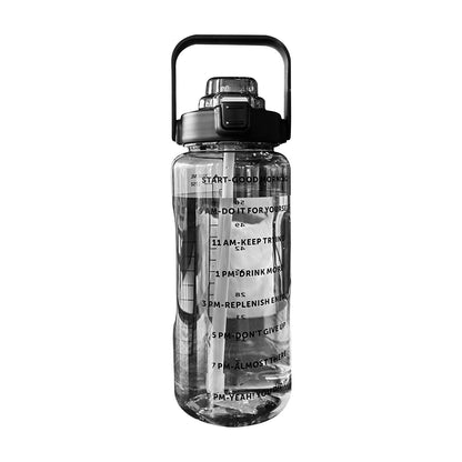 Large Capacity Sports Water Bottle Time Marker Leak-Proof Water Bottles With Straw 2000ml Drinking Bottle Fitness Sports Bottle