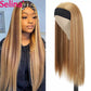 Synthetic Headband Wig Highlight Wig P27/33 Mixed Ombre Honey Blonde Straight Wigs Daily Party Cosplay Wig Heat Resistant Fiber